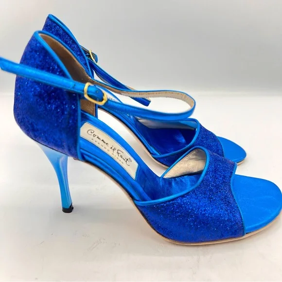 Comme IL Faut Royal Blue Glitter Tango Heels with Ankle Strap - Picture 4 of 10